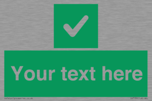 Custom green background, green square with tick sign